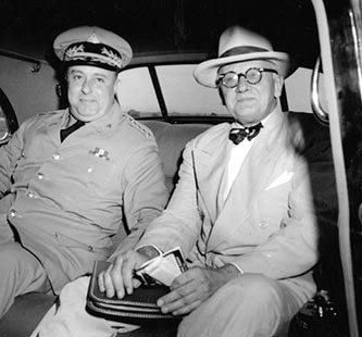 A photograph of Capus Miller Waynick (right) with Nicaraguan President Anastasio Somoza, 1949. Image from East Carolina University.
