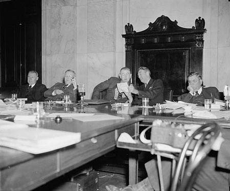  Congressional TVA Committee. Washington, D.C., Nov. 23, 1938. Barden is far left.