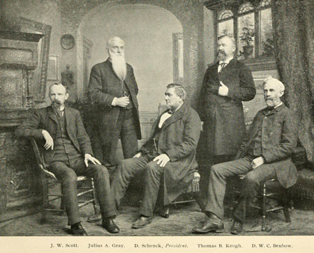 D.W.C. Benbow on far right. Courtesy of A memorial volume of the Guilford Battle Ground Company.