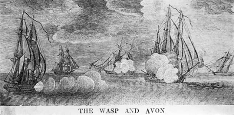 An engraving of the Wasp in battle. Courtesy of the North Carolina Museum of History.
