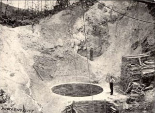 Kaolin Mine, Harris Clay Co., Near Webster. From Clay Deposits and Clay Industry in North Carolina, by Heinrich Ries, 1897. 
