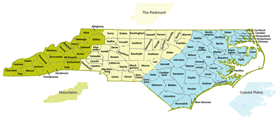 North Carolina Counties - Click to see a larger version.