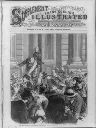 "The Great Financial Panic of 1873 - Closing the door of the Stock Exchange on its members, Saturday, Sept. 20th". Image courtesy of Library of Congress. 