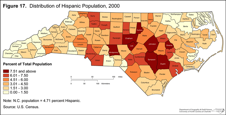 Figure 17: Distribution of Hispanic Population, 2000