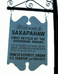 Saxapahaw town marker. Photo courtesy of ibiblio.org.