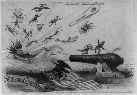 William Wiswell's 1861 political cartoon "Secession Exploded." 
