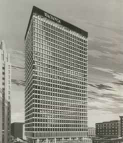 "Architectural rendering for the new Wachovia Bank Building at 301 North Main Street, 1962." Image courtesy of Courtesy of the Forsyth County Public Library Photograph Collection. 