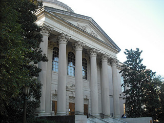 The Louis Round Wilson Library at the University of North Carolina, which contains the Southern Historical Collection, the Southern Folklife Collection, the University Archives, the Rare Book Collection, the North Carolina Collection, the Carolina Digital Libary and Archive, and the Music Library. Image courtesy of Flickr user benuski, taken on October 6, 2008. 
